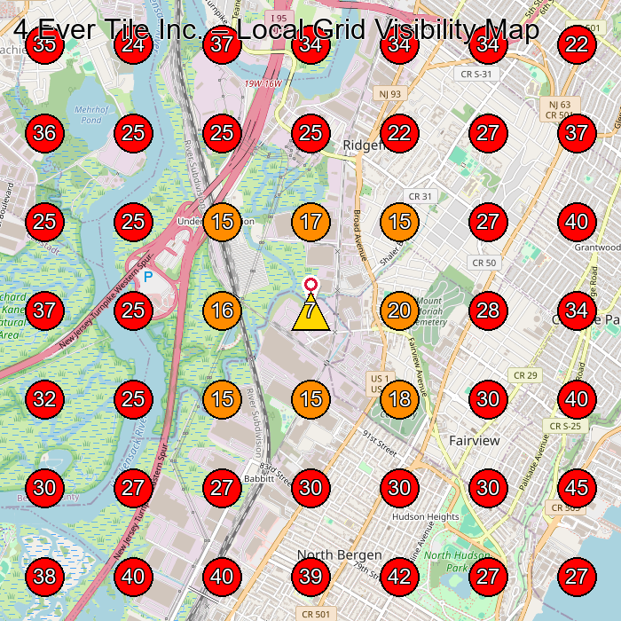 4 Ever Tile Inc. GeoGrid visibility map for Tile Store in New York